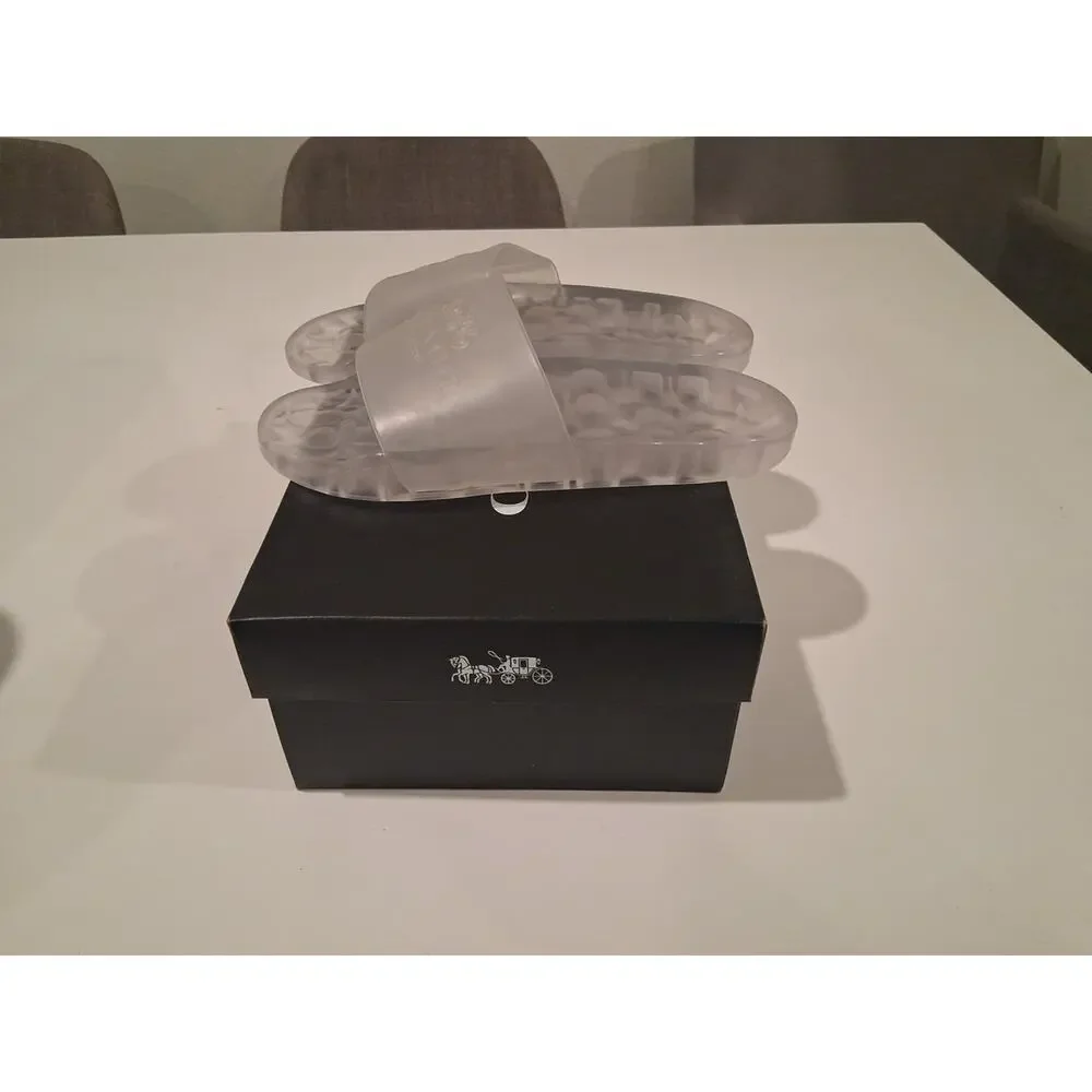 New Coach Ulyssa Rubber Slides Clear Transparent Monogram Sandals Women’s Size 9